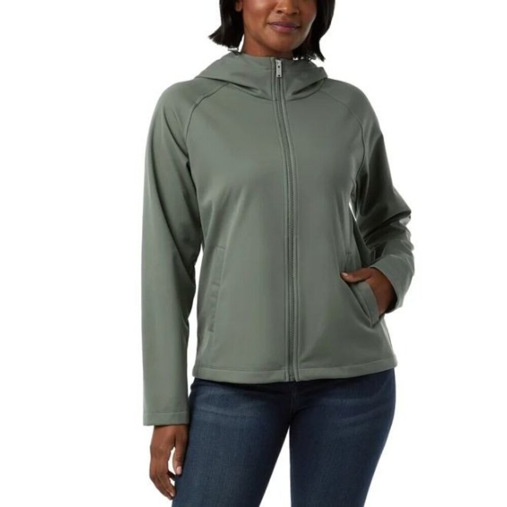 32 Degrees Heat Womens Softshell Hooded Jacket Medium Olive Green d0892